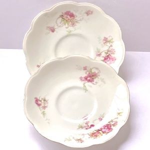 Perfect Pair Of Vintage Limoges A. Lanternier Wild Roses Plates !